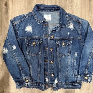 Celebrity Pink Ripped Blue Jean Jacket